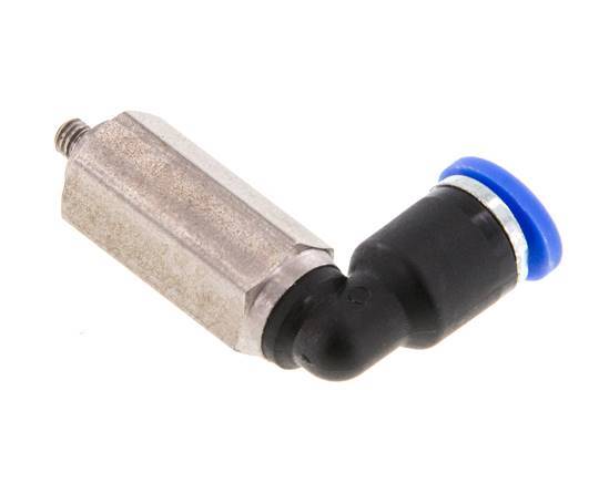 4mm x M 3 90Grad Winkel-Steckverschraubung mit Außengewinde Messing/PA 66 NBR lange Hülse drehbar [2 Stück]