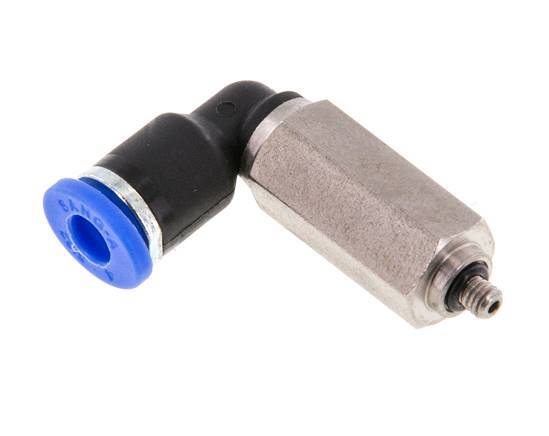 4mm x M 3 90Grad Winkel-Steckverschraubung mit Außengewinde Messing/PA 66 NBR lange Hülse drehbar [2 Stück]
