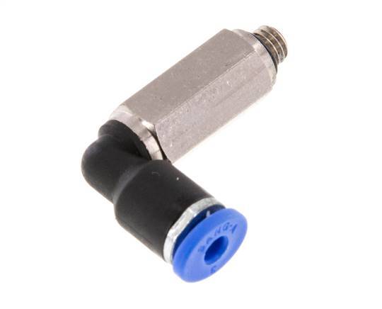 3mm x M 5 90deg Elbow Push-in Fitting with Male Threads Brass/PA 66 NBR Long Sleeve Rotatable [2 Pieces]