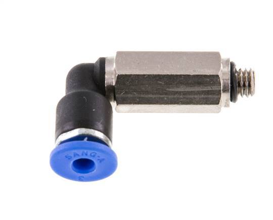 3mm x M 5 90Grad Winkel-Steckverschraubung mit Außengewinde Messing/PA 66 NBR lange Hülse drehbar [2 Stück]