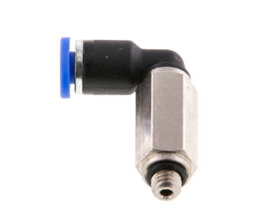 3mm x M 5 90Grad Winkel-Steckverschraubung mit Außengewinde Messing/PA 66 NBR lange Hülse drehbar [2 Stück]