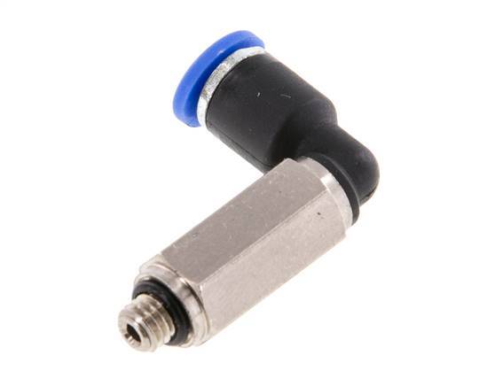 3mm x M 5 90Grad Winkel-Steckverschraubung mit Außengewinde Messing/PA 66 NBR lange Hülse drehbar [2 Stück]