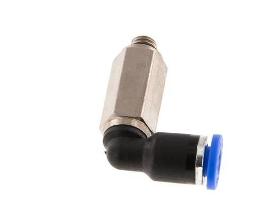 4mm x M 5 90Grad Winkel-Steckverschraubung mit Außengewinde Messing/PA 66 NBR lange Hülse drehbar [2 Stück]
