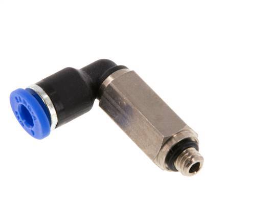 4mm x M 5 90Grad Winkel-Steckverschraubung mit Außengewinde Messing/PA 66 NBR lange Hülse drehbar [2 Stück]