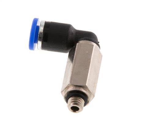 4mm x M 5 90Grad Winkel-Steckverschraubung mit Außengewinde Messing/PA 66 NBR lange Hülse drehbar [2 Stück]