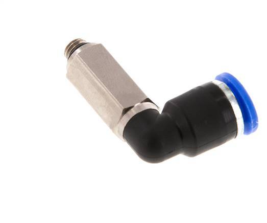 6mm x M 5 90Grad Winkel-Steckverschraubung mit Außengewinde Messing/PA 66 NBR lange Hülse drehbar [2 Stück]