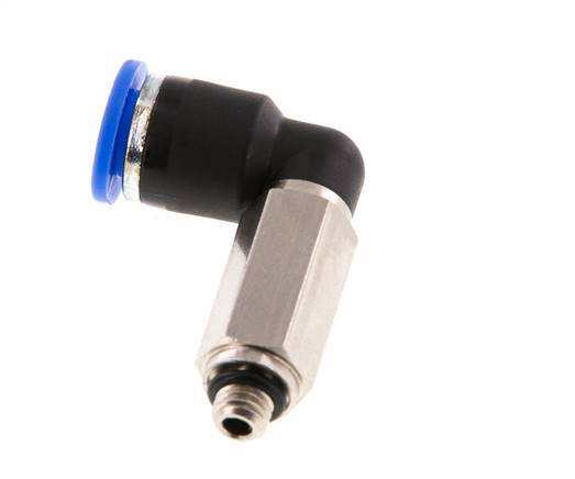 6mm x M 5 90Grad Winkel-Steckverschraubung mit Außengewinde Messing/PA 66 NBR lange Hülse drehbar [2 Stück]