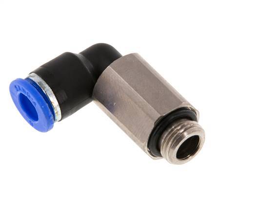 6mm x G1/8'' 90deg Winkel-Steckverschraubung mit Außengewinde Messing/PA 66 NBR lange Hülse drehbar [2 Stück]