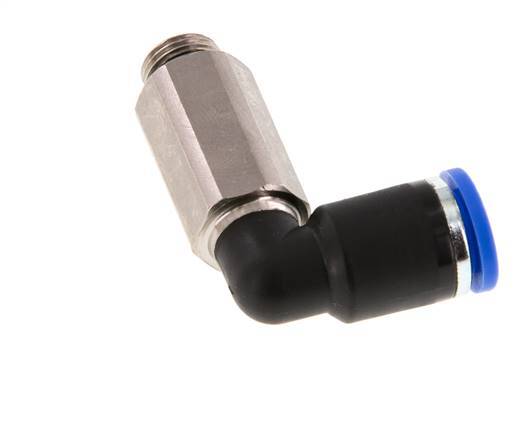 8mm x G1/8'' 90deg Elbow Push-in Fitting with Male Threads Brass/PA 66 NBR Long Sleeve Rotatable [2 Pieces]