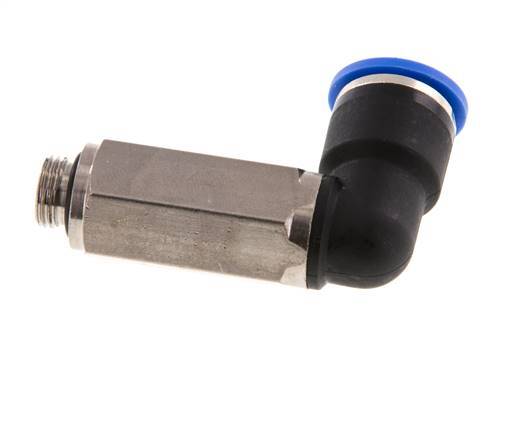 10mm x G1/8'' 90deg Winkel-Steckverschraubung mit Außengewinde Messing/PA 66 NBR lange Hülse drehbar [2 Stück]