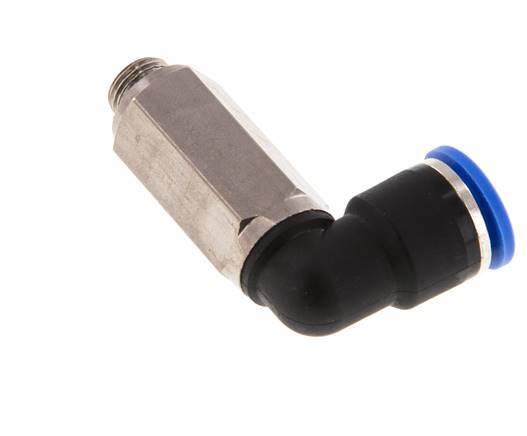 10mm x G1/8'' 90deg Elbow Push-in Fitting with Male Threads Brass/PA 66 NBR Long Sleeve Rotatable [2 Pieces]