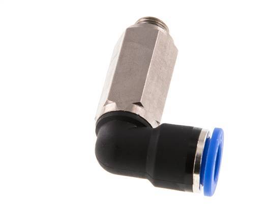 10mm x G1/8'' 90deg Winkel-Steckverschraubung mit Außengewinde Messing/PA 66 NBR lange Hülse drehbar [2 Stück]