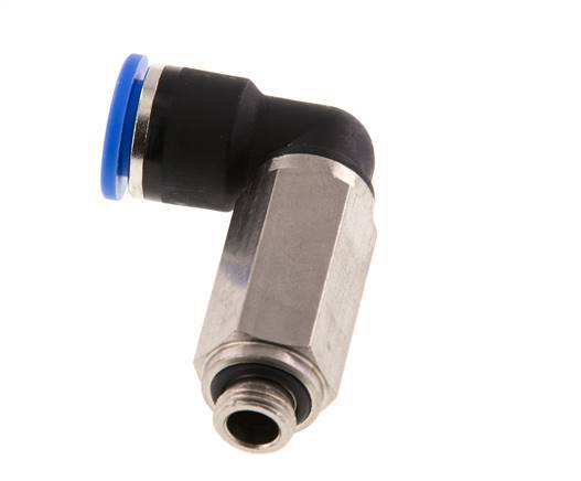 10mm x G1/8'' 90deg Winkel-Steckverschraubung mit Außengewinde Messing/PA 66 NBR lange Hülse drehbar [2 Stück]