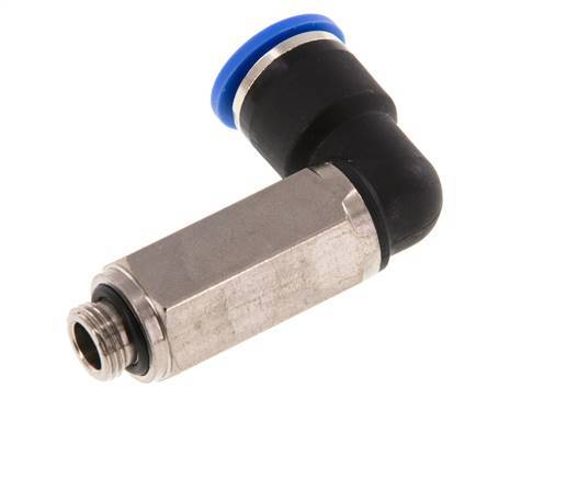 10mm x G1/8'' 90deg Winkel-Steckverschraubung mit Außengewinde Messing/PA 66 NBR lange Hülse drehbar [2 Stück]