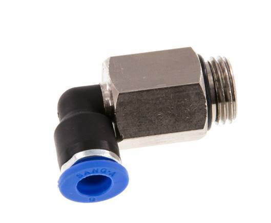 6mm x G1/4'' 90deg Winkel-Steckverschraubung mit Außengewinde Messing/PA 66 NBR lange Hülse drehbar [2 Stück]