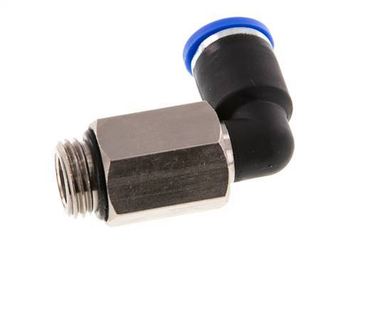 8mm x G1/4'' 90deg Winkel-Steckverschraubung mit Außengewinde Messing/PA 66 NBR lange Hülse drehbar [2 Stück]