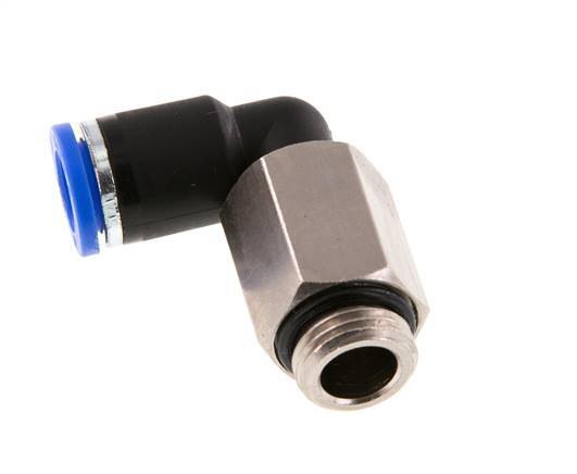 8mm x G1/4'' 90deg Winkel-Steckverschraubung mit Außengewinde Messing/PA 66 NBR lange Hülse drehbar [2 Stück]