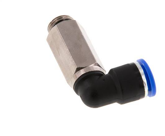 10mm x G1/4'' 90deg Winkel-Steckverschraubung mit Außengewinde Messing/PA 66 NBR lange Hülse drehbar [2 Stück]