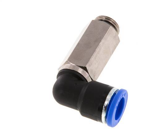 10mm x G1/4'' 90deg Winkel-Steckverschraubung mit Außengewinde Messing/PA 66 NBR lange Hülse drehbar [2 Stück]