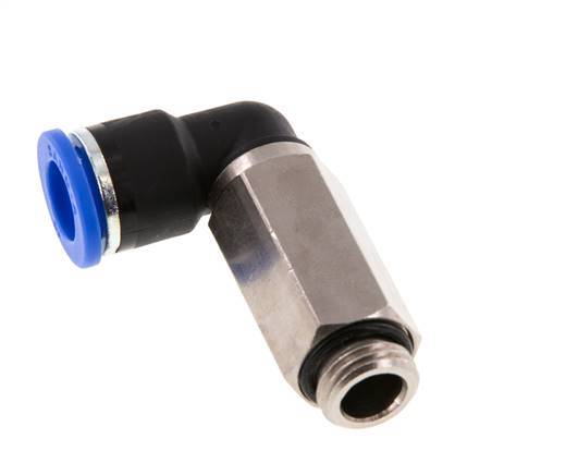 10mm x G1/4'' 90deg Winkel-Steckverschraubung mit Außengewinde Messing/PA 66 NBR lange Hülse drehbar [2 Stück]