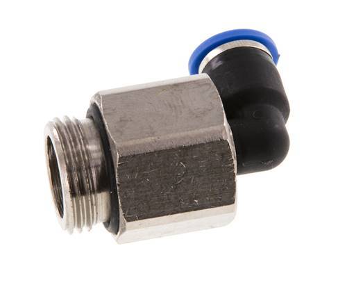 6mm x G3/8'' 90deg Winkel-Steckverschraubung mit Außengewinde Messing/PA 66 NBR lange Hülse drehbar [2 Stück]