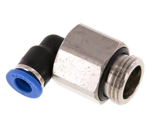 6mm x G3/8'' 90deg Winkel-Steckverschraubung mit Außengewinde Messing/PA 66 NBR lange Hülse drehbar [2 Stück]