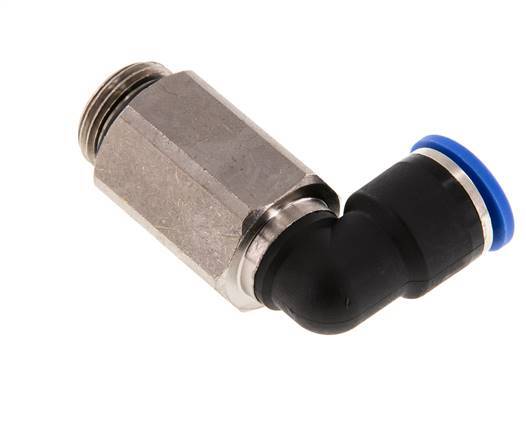 10mm x G3/8'' 90deg Winkel-Steckverschraubung mit Außengewinde Messing/PA 66 NBR lange Hülse drehbar [2 Stück]