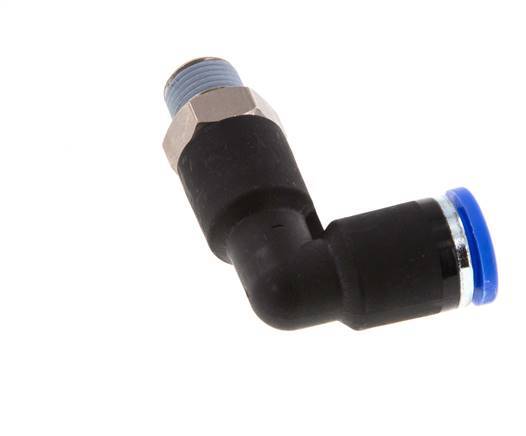 8mm x R1/8'' 90deg Winkel-Steckverschraubung mit Außengewinde Messing/PA 66 NBR Langer Körper drehbar [2 Stück]