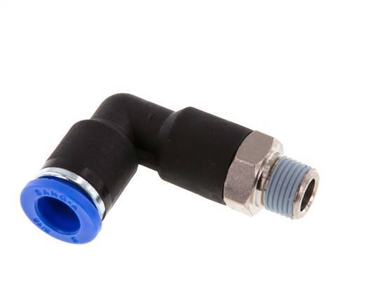 8mm x R1/8'' 90deg Winkel-Steckverschraubung mit Außengewinde Messing/PA 66 NBR Langer Körper drehbar [2 Stück]