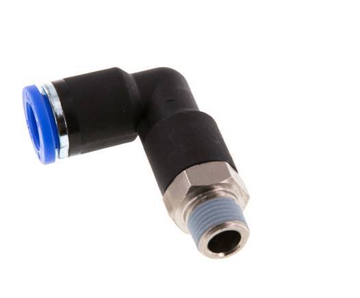 8mm x R1/8'' 90deg Winkel-Steckverschraubung mit Außengewinde Messing/PA 66 NBR Langer Körper drehbar [2 Stück]