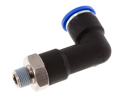 10mm x R1/8'' 90deg Winkel-Steckverschraubung mit Außengewinde Messing/PA 66 NBR langer Körper drehbar [2 Stück]