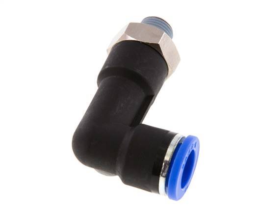 10mm x R1/8'' 90deg Winkel-Steckverschraubung mit Außengewinde Messing/PA 66 NBR langer Körper drehbar [2 Stück]