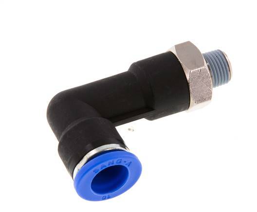 10mm x R1/8'' 90deg Winkel-Steckverschraubung mit Außengewinde Messing/PA 66 NBR langer Körper drehbar [2 Stück]