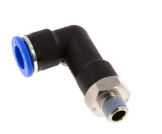 10mm x R1/8'' 90deg Winkel-Steckverschraubung mit Außengewinde Messing/PA 66 NBR langer Körper drehbar [2 Stück]