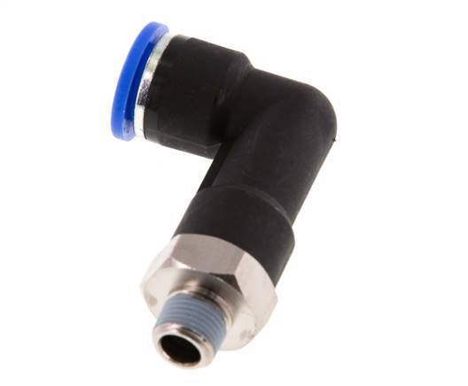 10mm x R1/8'' 90deg Winkel-Steckverschraubung mit Außengewinde Messing/PA 66 NBR langer Körper drehbar [2 Stück]