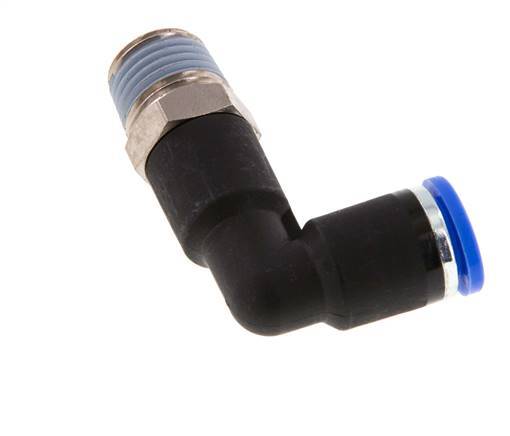 8mm x R1/4'' 90deg Winkel-Steckverschraubung mit Außengewinde Messing/PA 66 NBR langer Körper drehbar [2 Stück]