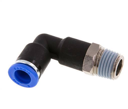 8mm x R1/4'' 90deg Winkel-Steckverschraubung mit Außengewinde Messing/PA 66 NBR langer Körper drehbar [2 Stück]