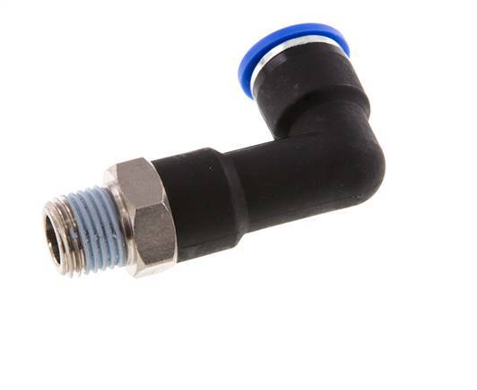 10mm x R1/4'' 90deg Winkel-Steckverschraubung mit Außengewinde Messing/PA 66 NBR langer Körper drehbar [2 Stück]