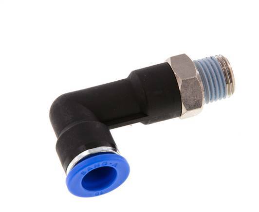 10mm x R1/4'' 90deg Winkel-Steckverschraubung mit Außengewinde Messing/PA 66 NBR langer Körper drehbar [2 Stück]