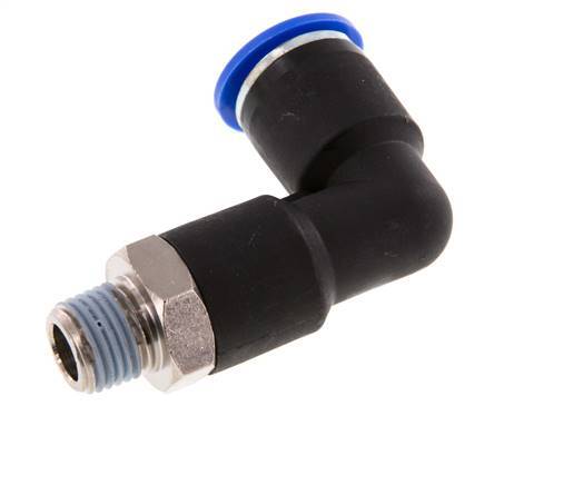 12mm x R1/4'' 90deg Elbow Push-in Fitting with Male Threads Brass/PA 66 NBR Long Body Rotatable [2 Pieces]
