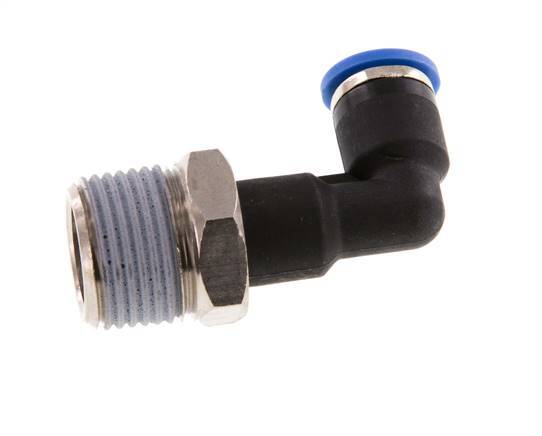 6mm x R3/8'' 90deg Winkel-Steckverschraubung mit Außengewinde Messing/PA 66 NBR langer Körper drehbar [2 Stück]