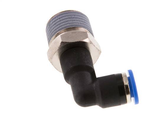 6mm x R3/8'' 90deg Winkel-Steckverschraubung mit Außengewinde Messing/PA 66 NBR langer Körper drehbar [2 Stück]