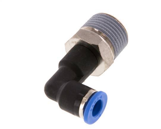 6mm x R3/8'' 90deg Winkel-Steckverschraubung mit Außengewinde Messing/PA 66 NBR langer Körper drehbar [2 Stück]