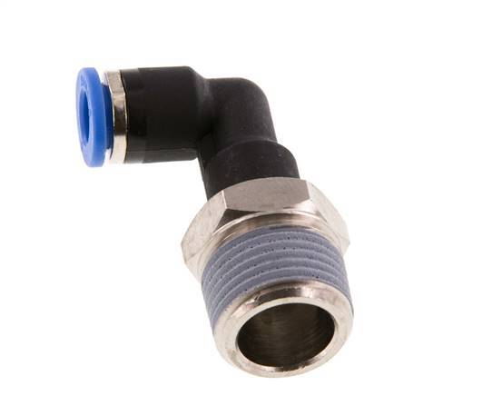 6mm x R3/8'' 90deg Winkel-Steckverschraubung mit Außengewinde Messing/PA 66 NBR langer Körper drehbar [2 Stück]