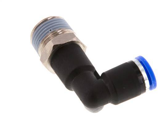 8mm x R3/8'' 90deg Winkel-Steckverschraubung mit Außengewinde Messing/PA 66 NBR langer Körper drehbar [2 Stück]