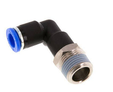 8mm x R3/8'' 90deg Winkel-Steckverschraubung mit Außengewinde Messing/PA 66 NBR langer Körper drehbar [2 Stück]