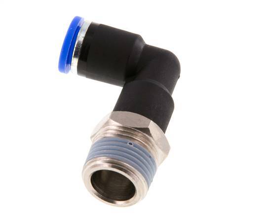 8mm x R3/8'' 90deg Winkel-Steckverschraubung mit Außengewinde Messing/PA 66 NBR langer Körper drehbar [2 Stück]