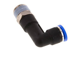 10mm x R3/8'' 90deg Elbow Push-in Fitting with Male Threads Brass/PA 66 NBR Long Body Rotatable [2 Pieces]