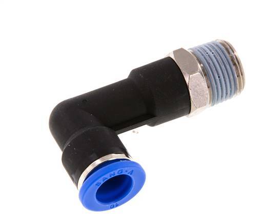 10mm x R3/8'' 90deg Winkel-Steckverschraubung mit Außengewinde Messing/PA 66 NBR langer Körper drehbar [2 Stück]