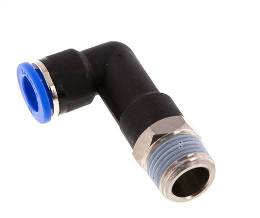 10mm x R3/8'' 90deg Winkel-Steckverschraubung mit Außengewinde Messing/PA 66 NBR langer Körper drehbar [2 Stück]